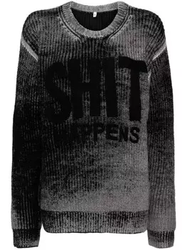 R13 шерстяной джемпер с принтом, черный