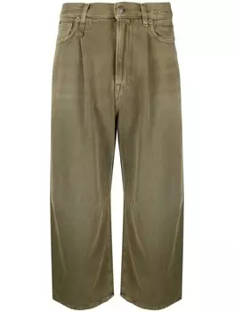 R13 укороченные джинсы широкого кроя, зеленый