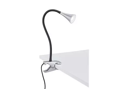 R22398187 Зажимной светильник Viper титанового цвета, титанового цвета 1x шнуровой переключатель SMD 3 Вт, гибкий Reality Leuchten, черный