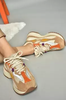 R3125105 Бежево-оранжевые женские кроссовки Fox Shoes