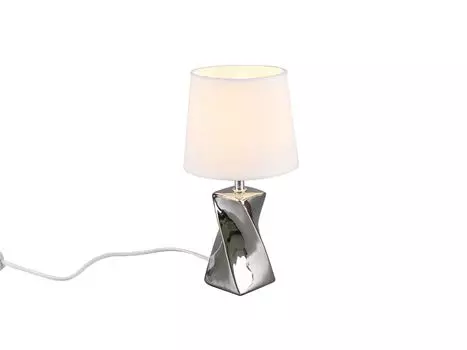 R50771589 Лампа настольная Abeba серебро, белая 1x E14 Вт, высота ок. 28,5 см, диаметр. шнур-переключатель длиной около 15 см. Reality Leuchten