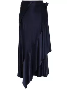 Rabanne атласная юбка миди, синий