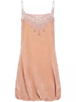 Rabanne бархатное платье мини, розовый