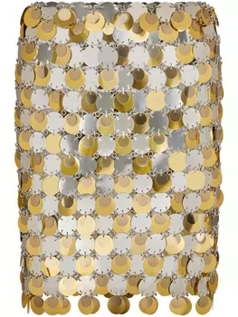 Rabanne декорированная юбка мини, золотой