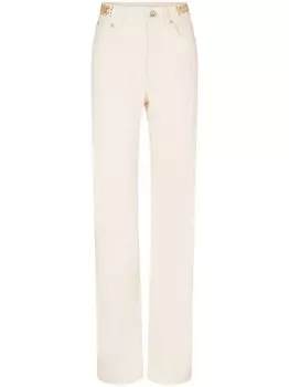 Rabanne декорированные брюки прямого кроя, белый