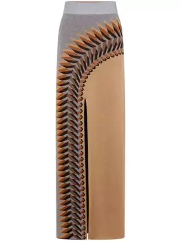 Rabanne длинная юбка из люрекса и жаккарда, серый