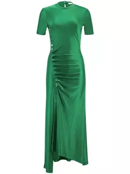 Rabanne длинное платье из джерси со сборками, зеленый