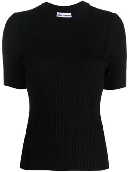 Rabanne футболка в рубчик, черный