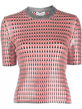 Rabanne кардиган с эффектом металлик, красный