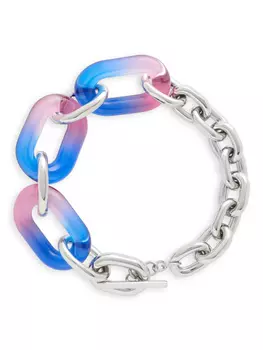 Rabanne колье с принтом тай-дай, серебристый