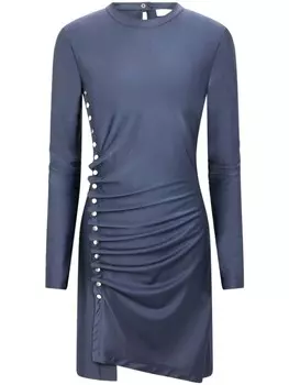 Rabanne короткое платье-футболка асимметричного кроя, синий