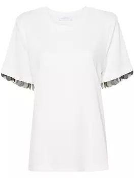 Rabanne креповая футболка с пайетками, белый