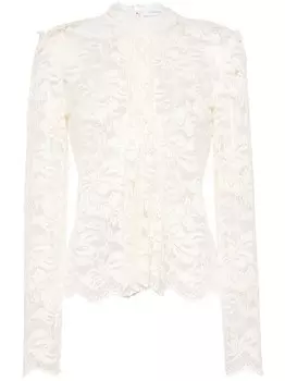 Rabanne кружевная блузка со складками, нейтральный цвет
