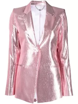 Rabanne однобортный блейзер с эффектом металлик, розовый