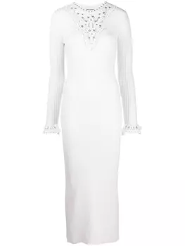 Rabanne open-knit panel midi dress, белый