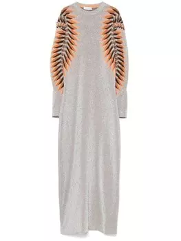 Rabanne платье макси с люрексом, серый