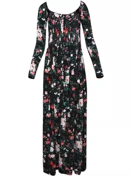 Rabanne платье макси с принтом, черный