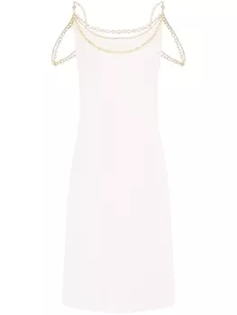Rabanne платье миди с цепочками, белый