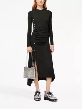 Rabanne платье миди со сборками, черный