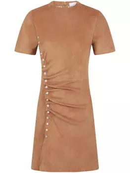 Rabanne платье мини со сборками, коричневый