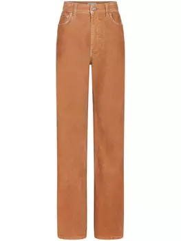 Rabanne прямые брюки с контрастной строчкой, коричневый