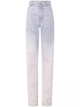 Rabanne прямые джинсы с эффектом потертости, синий