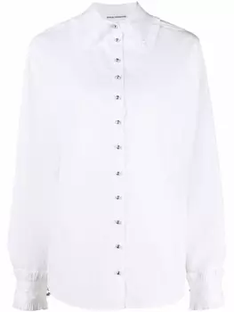 Rabanne рубашка с оборками и заостренным воротником, белый
