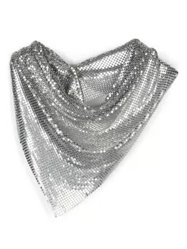 Rabanne шарф с принтом, серебристый