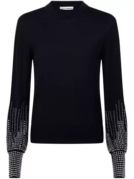 Rabanne шерстяной джемпер с заклепками на манжетах, черный