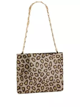 Rabanne сумка на плечо Pixel с леопардовым принтом, нейтральный цвет