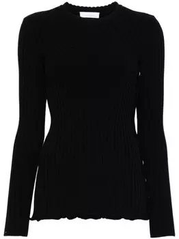 Rabanne свитер в рубчик, черный