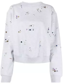 Rabanne толстовка из органического хлопка с заклепками, серый