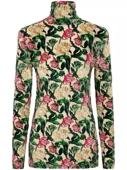 Rabanne топ с цветочным принтом, зеленый