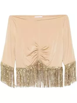 Rabanne топ с кисточками, нейтральный цвет
