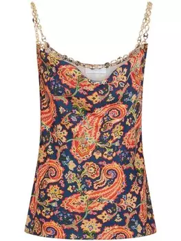 Rabanne топ с принтом пейсли и цепочкой, синий