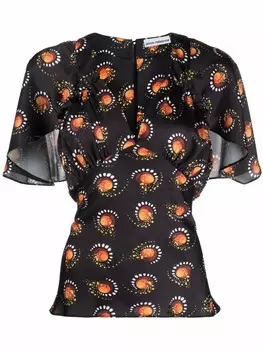 Rabanne топ с V-образным вырезом и принтом, черный