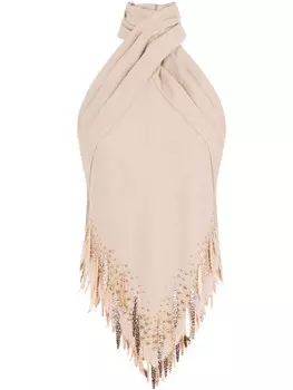 Rabanne топ с вырезом халтер и бахромой, розовый