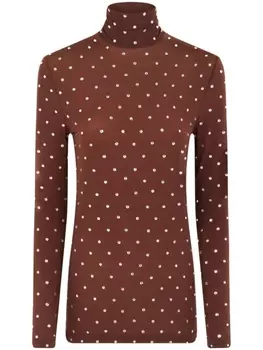 Rabanne топ с высоким воротником и кристаллами, коричневый