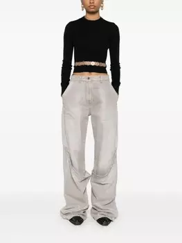 Rabanne топ в рубчик с заклепками, черный