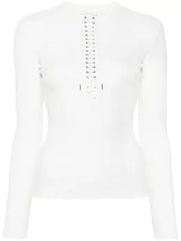 Rabanne топ в рубчик со шнуровкой, белый