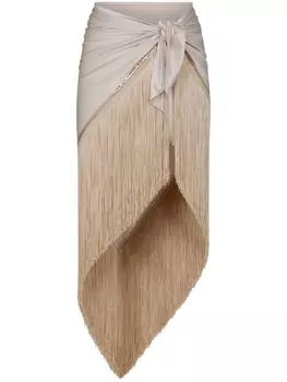 Rabanne юбка с бахромой, нейтральный цвет