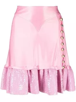 Rabanne юбка с оборками, розовый