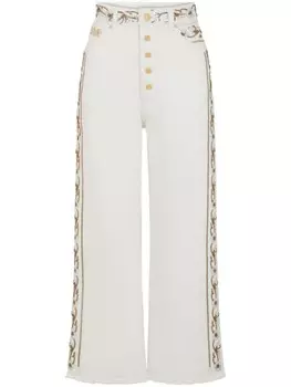 Rabanne укороченные джинсы средней посадки с вышивкой, белый