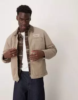 Рабочая куртка дальнобойщика с подкладкой из шерпы бежевого цвета Abercrombie & Fitch