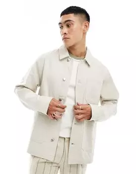 Рабочая куртка из стираного твила каменного цвета ASOS DESIGN