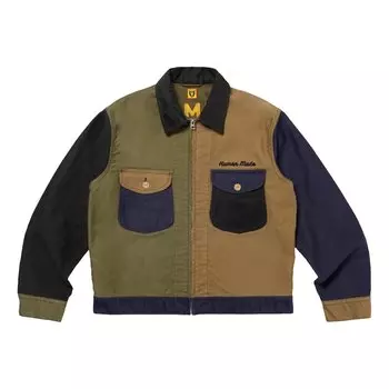 Рабочая куртка на молнии, сделанная человеком, темно-синяя