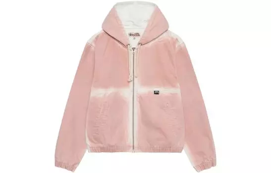 Рабочая куртка с капюшоном, окрашенная распыленийм Stussy, черный