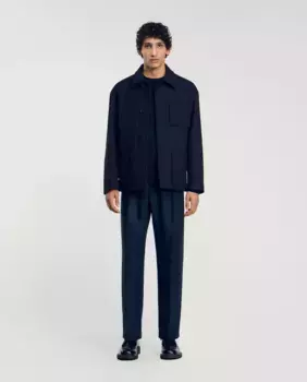 Рабочая мужская куртка с застежкой на пуговицы Sandro, темно-синий