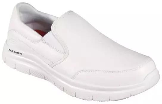 Рабочая обувь Skechers "FLEX ADVANTAGE SR", тапочки для предприятий общественного питания, медсестер, больниц с эластичной вставкой, белый