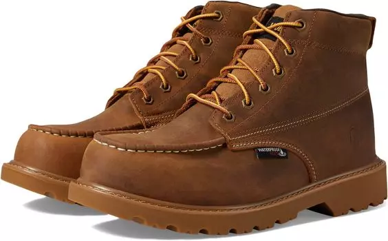 Рабочая обувь водонепроницаемая со стальным носком Floorhand Moc Toe Waterproof Steel Toe 6" Wolverine, цвет Tan
